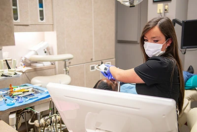 patient getting a dental checkup at Meyer Dentistry